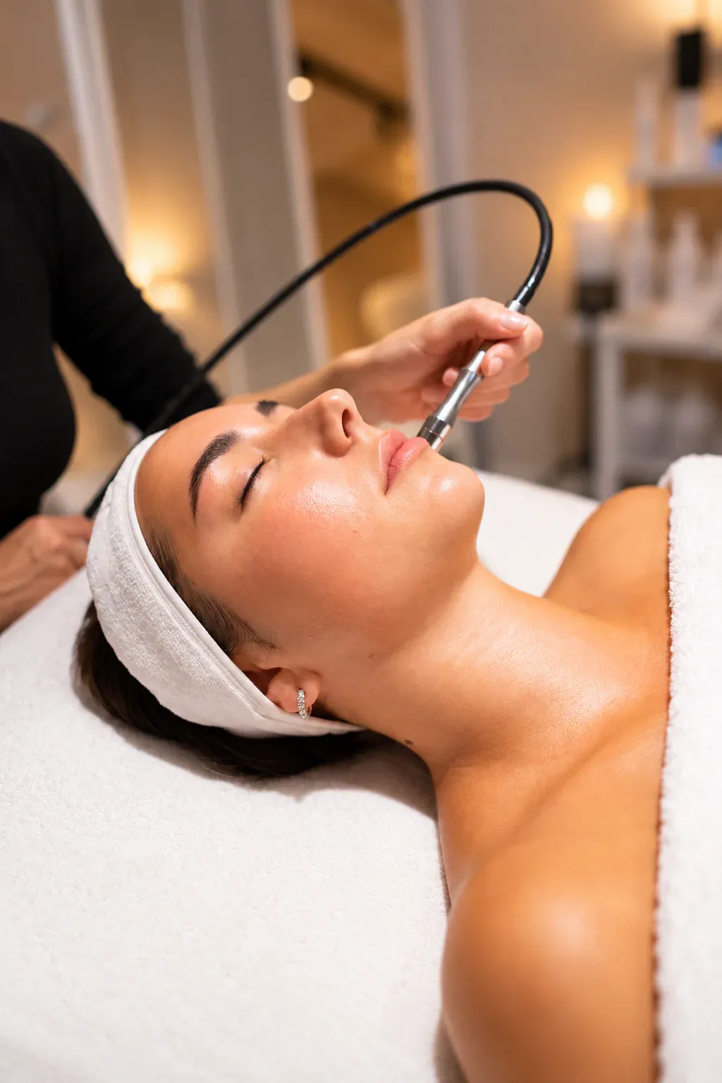 Utilizzo di uno strumento professionale durante un trattamento viso a La Bellart